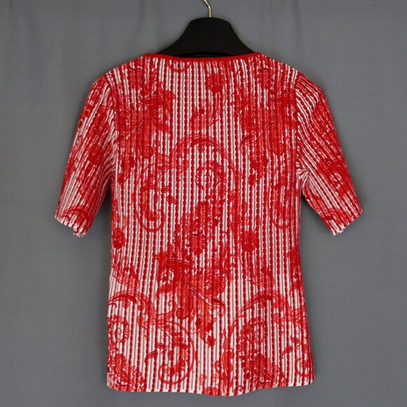 Etro 44 / 8 / Medium Red & White Paisley Short Sleeve Top - Picture 2 of 11
